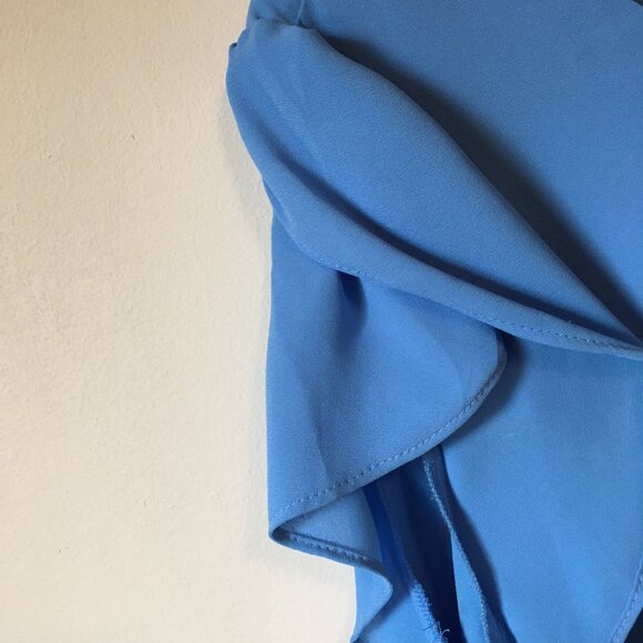 LOFT Perwinkle Blue Cut Out Flutter Sleeve Top - Picture 4 of 14